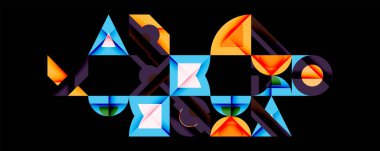 Minimum geometrik soyut arkaplan. Çember kare ve üçgen tasarımı