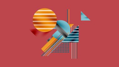 Keskin çizgiler, zıt renkler ve minimalist şekiller gösteren geometrik arkaplan