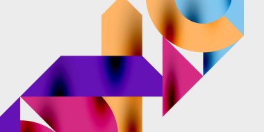 Dinamik geometrik bir kompozisyonda daireler, çizgiler ve üçgenler içeren modern soyut bir arkaplan. Tarz, teknoloji veya yaratıcı temalı tasarımlar için mükemmel.