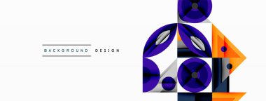 Keskin açılı dinamik geometrik bileşim, dairesel biçimler ve eğim renkleri