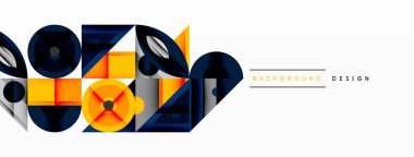 Kesişen şekiller, daireler, üçgenler ve gradyanlar ile geometrik soyut bileşim, canlı renkleri ve dinamik karşıtlıkları harmanlayarak modern, geleceksel bir görsel tasarım yaratmak için