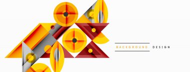 Keskin açılı dinamik geometrik bileşim, dairesel biçimler ve eğim renkleri