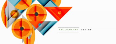 Keskin açılı dinamik geometrik bileşim, dairesel biçimler ve eğim renkleri