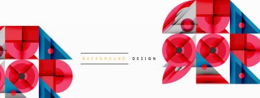 Keskin açılı dinamik geometrik bileşim, dairesel biçimler ve eğim renkleri