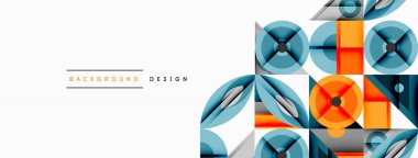 Keskin açılı dinamik geometrik bileşim, dairesel biçimler ve eğim renkleri