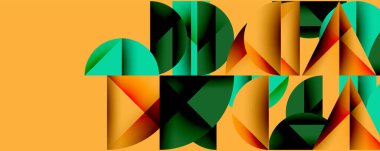 Çemberler ve üçgenlerin kesiştiği soyut geometrik desen. Yüksek kontrastlı kompozisyon derinlik yaratır ve dinamik, modern estetik