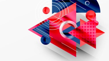 Üstüste binen Şeffaf Üçgenler ve Çemberlerle Modern Soyut Tasarım