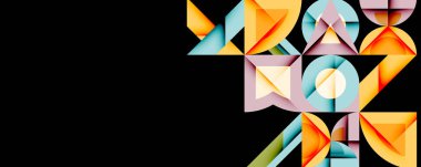 Minimum geometrik soyut arkaplan. Çember kare ve üçgen tasarımı