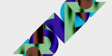 Dinamik geometrik bir kompozisyonda daireler, çizgiler ve üçgenler içeren modern soyut bir arkaplan. Tarz, teknoloji veya yaratıcı temalı tasarımlar için mükemmel.