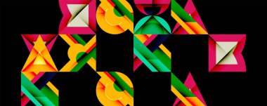 Minimum geometrik soyut arkaplan. Çember kare ve üçgen tasarımı