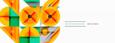 Keskin açılı dinamik geometrik bileşim, dairesel biçimler ve eğim renkleri