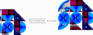 Keskin açılı dinamik geometrik bileşim, dairesel biçimler ve eğim renkleri