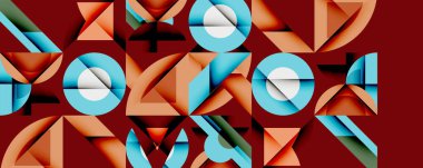 Minimum geometrik soyut arkaplan. Çember kare ve üçgen tasarımı