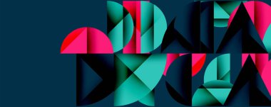 Çemberler ve üçgenlerin kesiştiği soyut geometrik desen. Yüksek kontrastlı kompozisyon derinlik yaratır ve dinamik, modern estetik