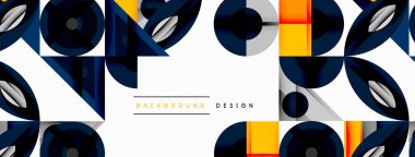 Keskin açılı dinamik geometrik bileşim, dairesel biçimler ve eğim renkleri