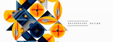 Keskin açılı dinamik geometrik bileşim, dairesel biçimler ve eğim renkleri