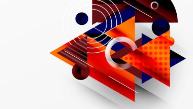 Üstüste binen Şeffaf Üçgenler ve Çemberlerle Modern Soyut Tasarım