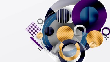 Üstüste binen Şeffaf Geometrik Şekillerle Soyut Çember Tasarımı