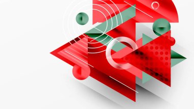 Üstüste binen Şeffaf Üçgenler ve Çemberlerle Modern Soyut Tasarım