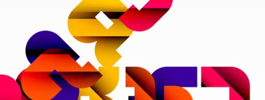 Soyut arkaplan. Siyah gölge çizgileri efektli renkli geometrik eğriler