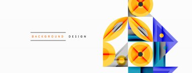 Keskin açılı dinamik geometrik bileşim, dairesel biçimler ve eğim renkleri