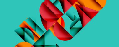 Minimum geometrik soyut arkaplan. Çember kare ve üçgen tasarımı