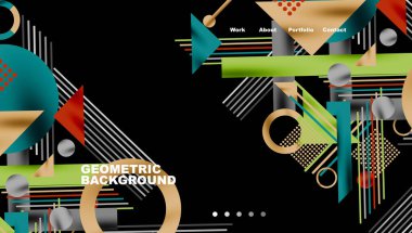 Keskin çizgiler, zıt renkler ve minimalist şekiller gösteren geometrik arkaplan
