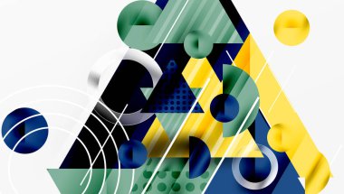 Parlak soyut arkaplan - parlak eğim tonlarıyla katmanlı üçgenler. Yarı şeffaf şekiller derinlik ve çağdaş estetik ekler