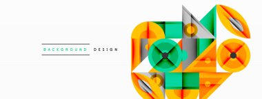 Keskin açılı dinamik geometrik bileşim, dairesel biçimler ve eğim renkleri