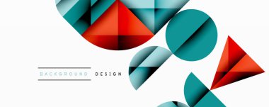 Çemberler ve üçgenlerin kesiştiği soyut geometrik desen. Yüksek kontrastlı kompozisyon derinlik yaratır ve dinamik, modern estetik