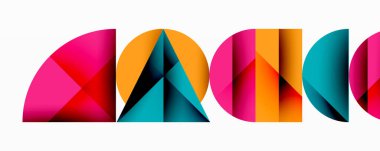 Çemberler ve üçgenlerin kesiştiği soyut geometrik desen. Yüksek kontrastlı kompozisyon derinlik yaratır ve dinamik, modern estetik