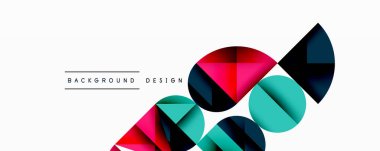 Çemberler ve üçgenlerin kesiştiği soyut geometrik desen. Yüksek kontrastlı kompozisyon derinlik yaratır ve dinamik, modern estetik