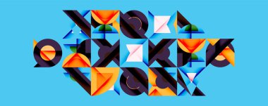 Minimum geometrik soyut arkaplan. Çember kare ve üçgen tasarımı