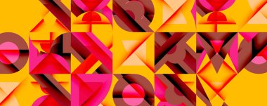 Minimum geometrik soyut arkaplan. Çember kare ve üçgen tasarımı