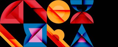 Minimum geometrik soyut arkaplan. Çember kare ve üçgen tasarımı