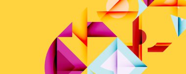 Minimum geometrik soyut arkaplan. Çember kare ve üçgen tasarımı