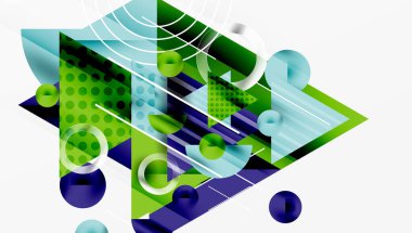 Üstüste binen Şeffaf Üçgenler ve Çemberlerle Modern Soyut Tasarım