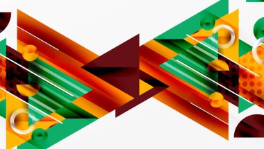 Parlak soyut arkaplan - parlak eğim tonlarıyla katmanlı üçgenler. Yarı şeffaf şekiller derinlik ve çağdaş estetik ekler