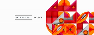 Kesişen şekiller, daireler, üçgenler ve gradyanlar ile geometrik soyut bileşim, canlı renkleri ve dinamik karşıtlıkları harmanlayarak modern, geleceksel bir görsel tasarım yaratmak için