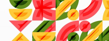 Dairesel ve yuvarlak elementlerin yer aldığı soyut geometrik arkaplan. Kalın kontrast, pürüzsüz gradyanlar, dinamik kompozisyon, fütüristik stil