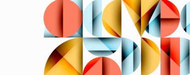 Çemberler ve üçgenlerin kesiştiği soyut geometrik desen. Yüksek kontrastlı kompozisyon derinlik yaratır ve dinamik, modern estetik