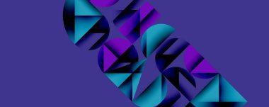 Çemberler ve üçgenlerin kesiştiği soyut geometrik desen. Yüksek kontrastlı kompozisyon derinlik yaratır ve dinamik, modern estetik