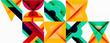 Minimum geometrik soyut arkaplan. Çember kare ve üçgen tasarımı