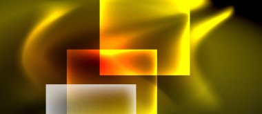 Neon ışıklı, soyut arkaplana sahip cam kareler