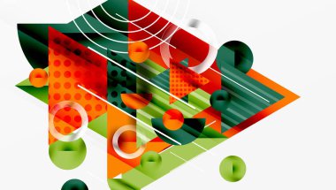 Parlak soyut arkaplan - parlak eğim tonlarıyla katmanlı üçgenler. Yarı şeffaf şekiller derinlik ve çağdaş estetik ekler