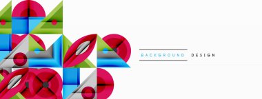 Keskin açılı dinamik geometrik bileşim, dairesel biçimler ve eğim renkleri