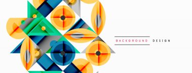 Keskin açılı dinamik geometrik bileşim, dairesel biçimler ve eğim renkleri