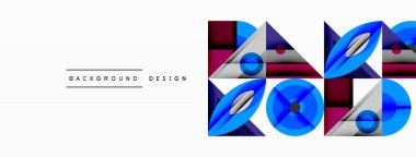 Keskin açılı dinamik geometrik bileşim, dairesel biçimler ve eğim renkleri