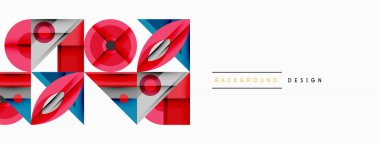 Keskin açılı dinamik geometrik bileşim, dairesel biçimler ve eğim renkleri