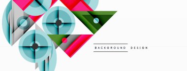 Keskin açılı dinamik geometrik bileşim, dairesel biçimler ve eğim renkleri